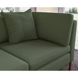 Sofa covered in plain fabric, colour Sage.