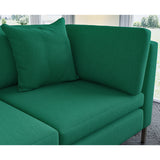 Sofa covered in plain fabric, colour Seagreen.