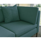 Sofa covered in plain fabric, colour Storm Blue.