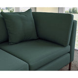 Sofa covered in plain fabric, colour Seaweed.