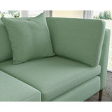 Sofa covered in plain fabric, colour Waterfall.