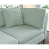 Sofa covered in plain fabric, colour Ice.