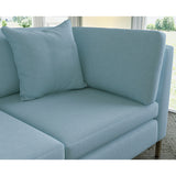 Sofa covered in plain fabric, colour Periwinkle.