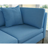 Sofa covered in plain fabric, colour Denim.