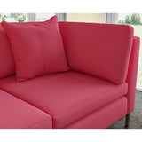 Sofa covered in plain fabric, colour Cranberry.