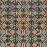 Printed velvet fabric with an oriental geometric design in multicolours, for upholstery and curtain use