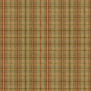 Fabric swatch of a luxury Scottish rust-toned wool tartan fabric suitable for curtains and upholstery
