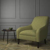 Chair upholstered in a green Scottish wool herringbone fabric