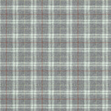 Fabric swatch of a grey Scottish wool plaid check fabric for curtains and upholstery
