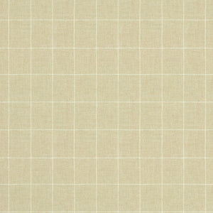 Fabric swatch of a cream Scottish wool windowpane check fabric for curtains and upholstery