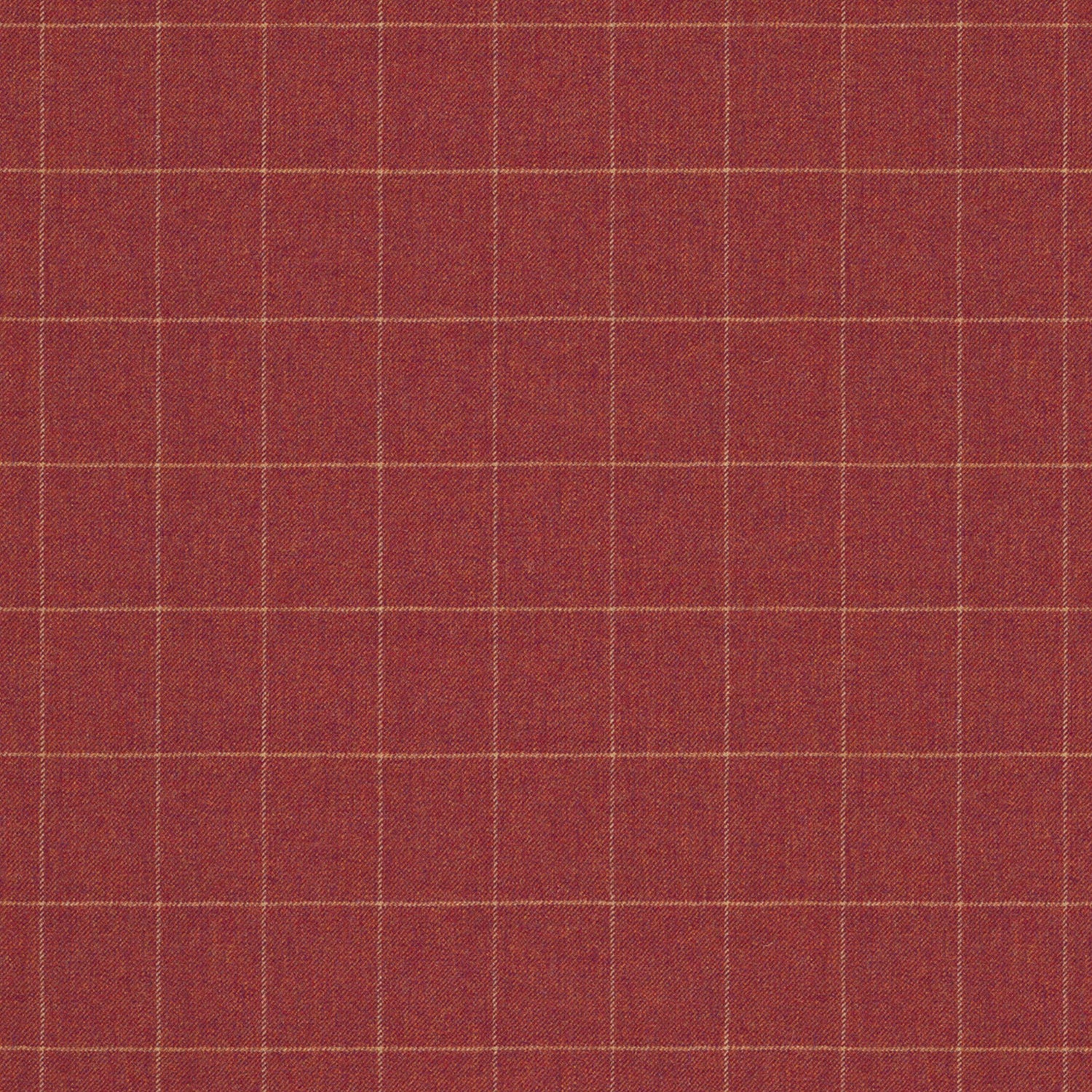 Fabric swatch of a red Scottish wool windowpane check fabric for curtains and upholstery