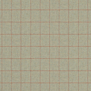 Fabric swatch of a light grey Scottish wool windowpane check fabric for curtains and upholstery