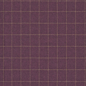 Fabric swatch of a purple Scottish wool windowpane check fabric for curtains and upholstery
