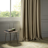 Curtains in a luxury Scottish plain beige wool fabric