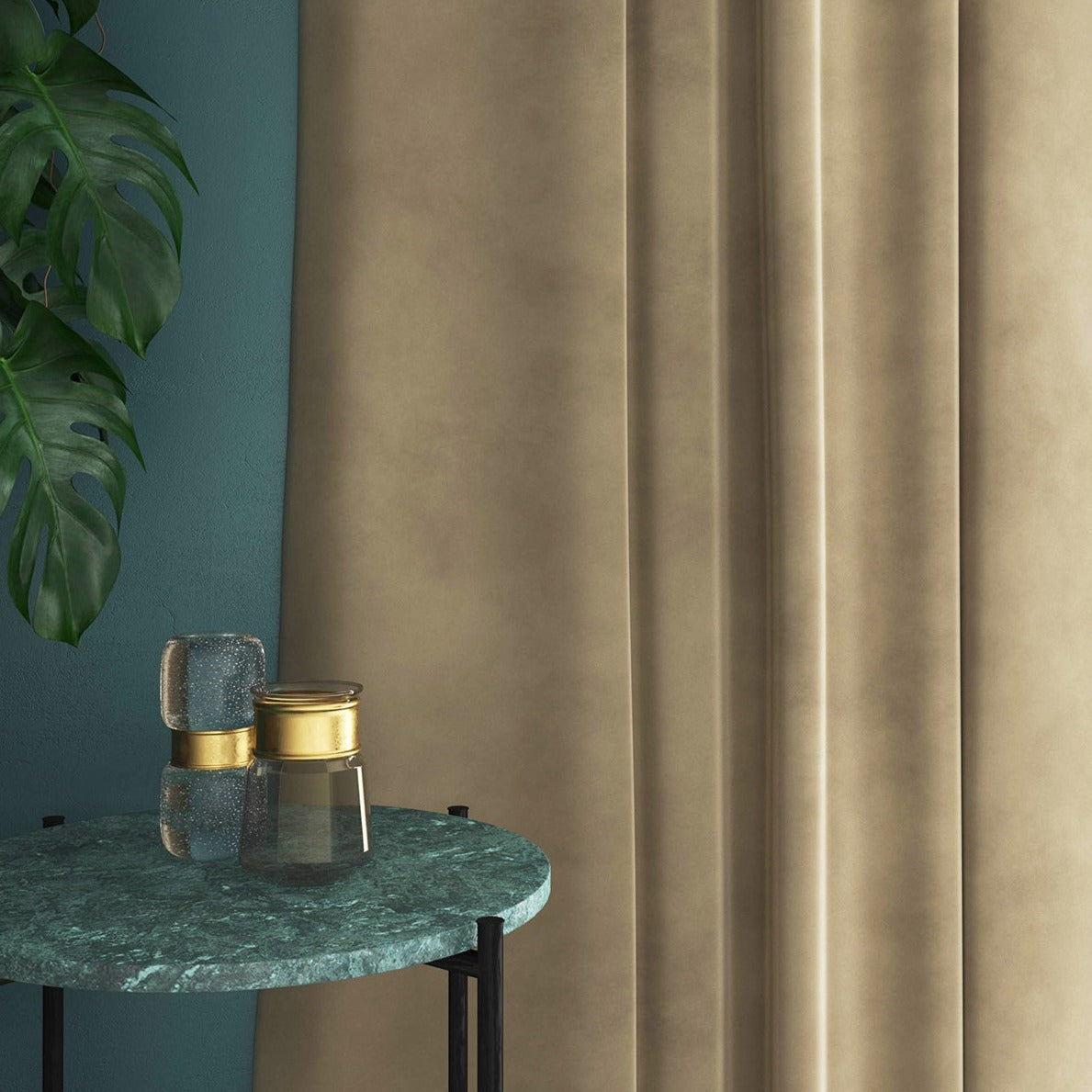 Velvet curtain in brown