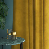 Velvet curtain in yellow