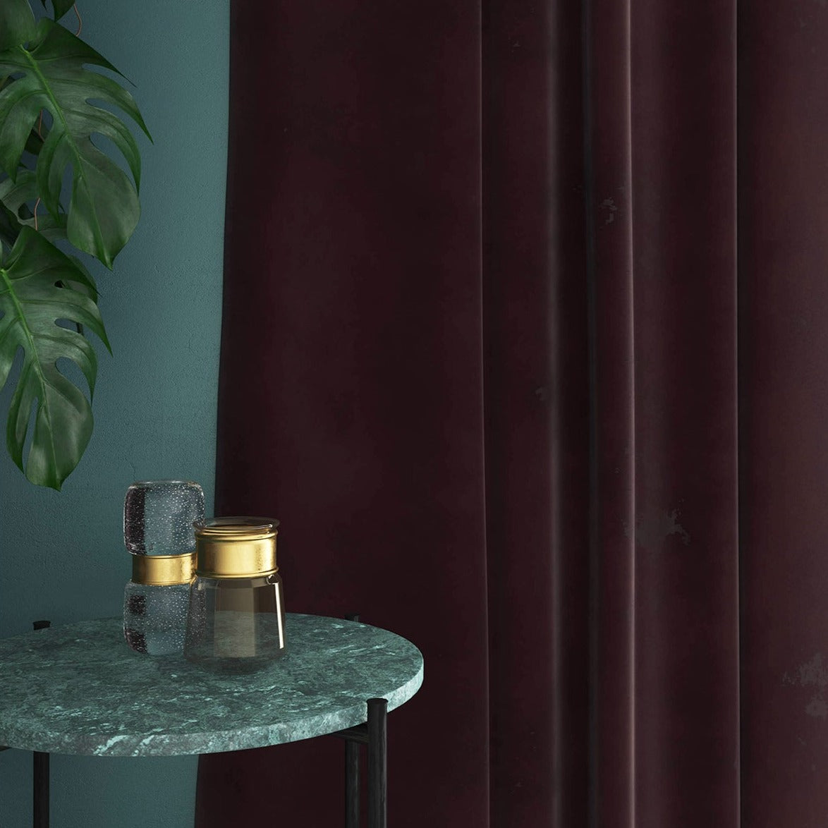 Velvet curtain in purple