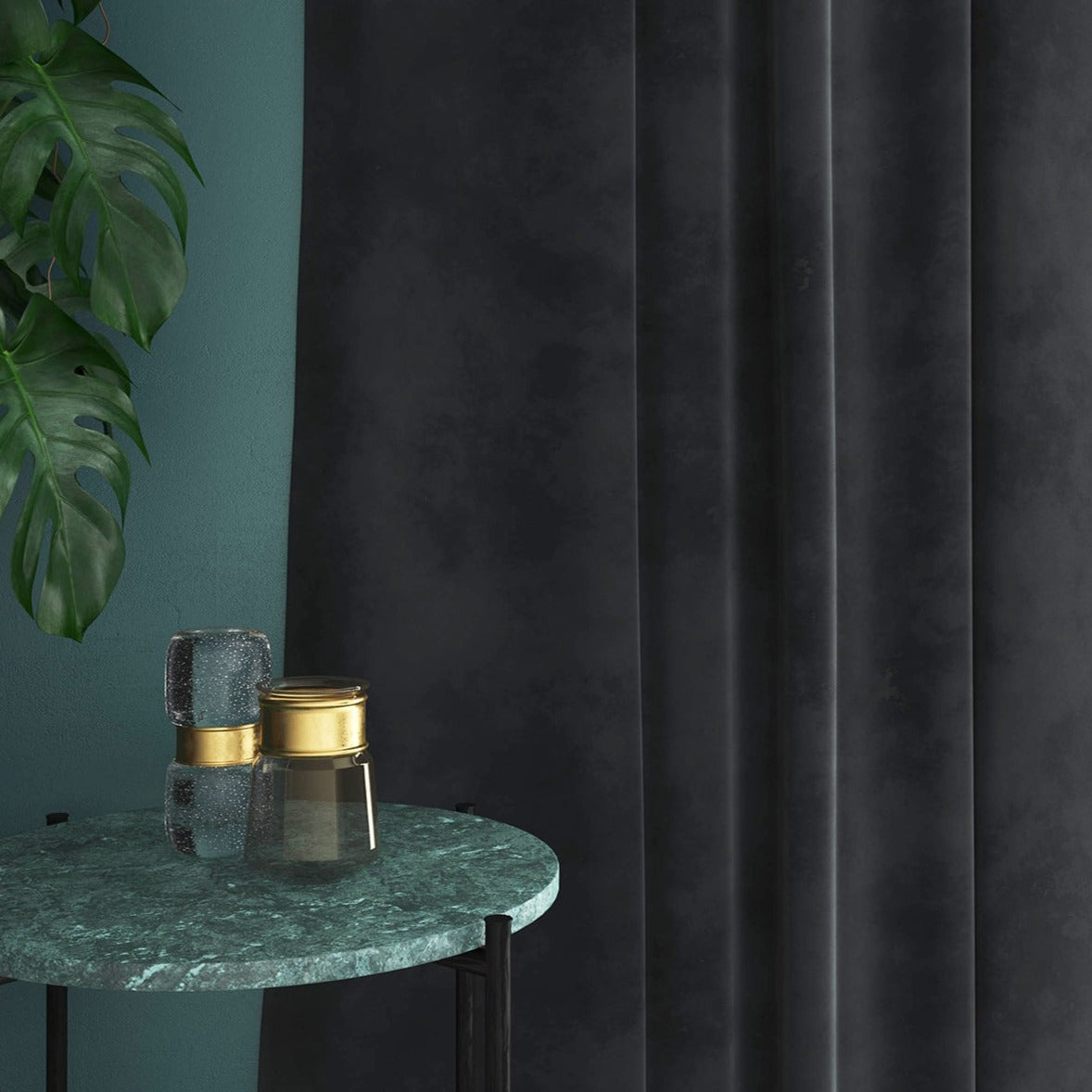 Velvet curtain in grey