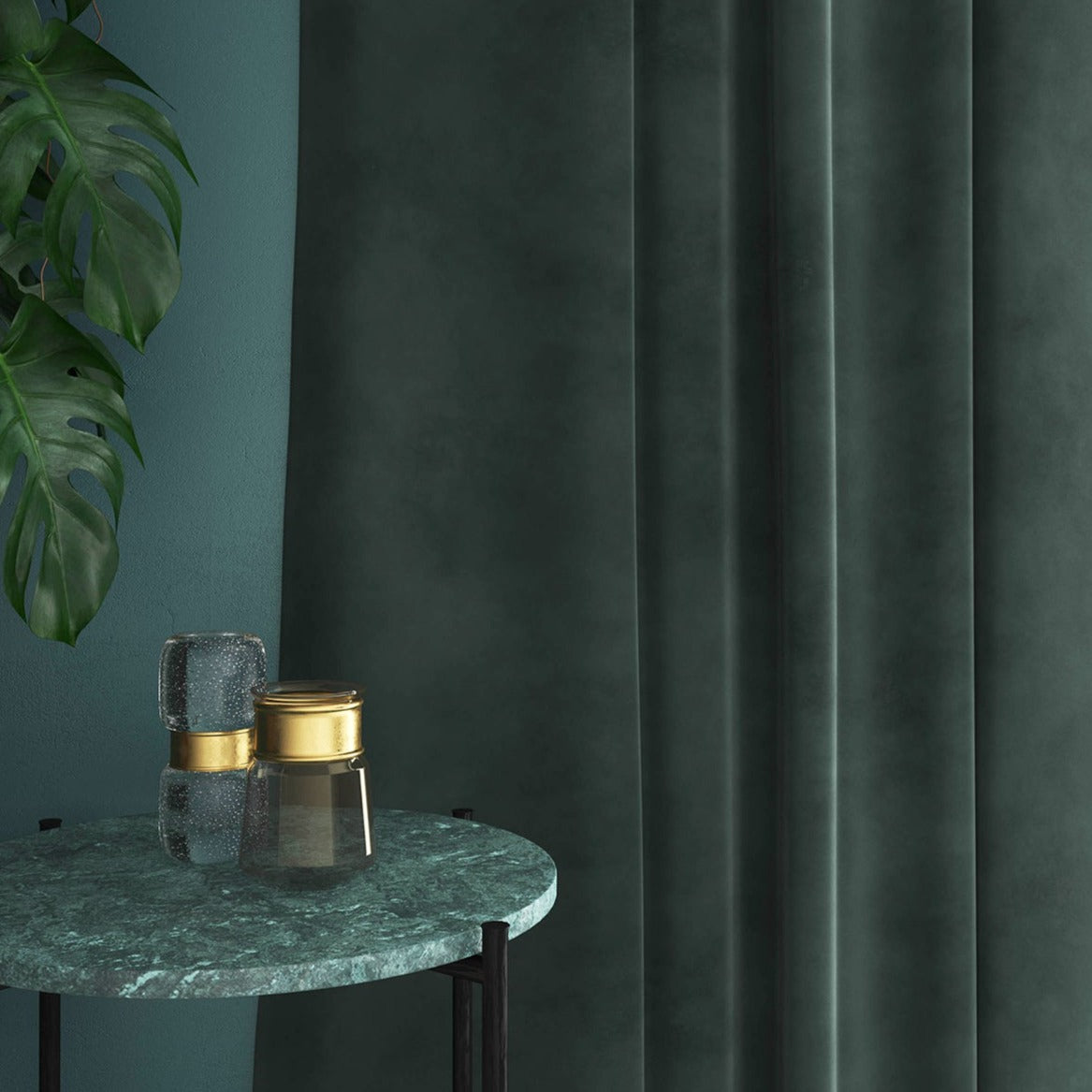 Velvet curtain in grey