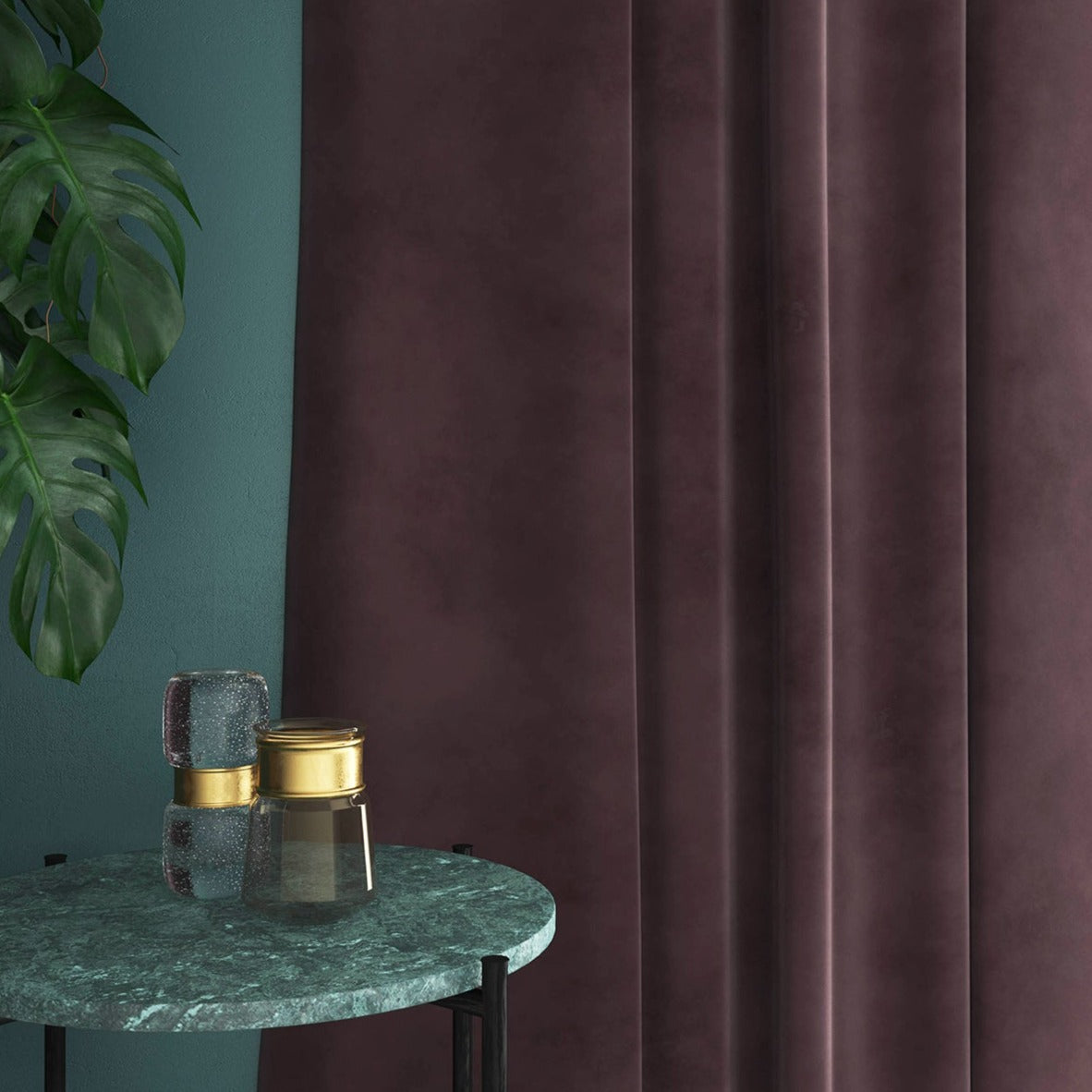 Velvet curtain in purple
