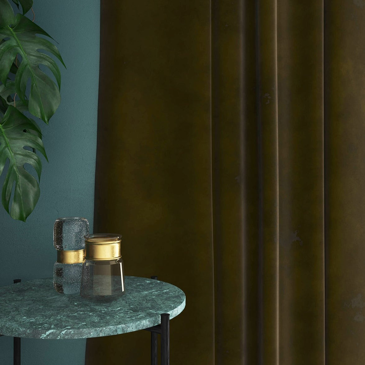 Velvet curtain in brown