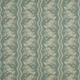 Fabric swatch of a blue floral fabric with striped design for curtains and upholstery