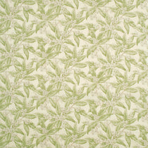Fabric swatch of a light green floral and leaf design fabric for curtains and upholstery