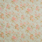 Fabric swatch of a light blue vintage inspired floral design fabric for curtains and upholstery