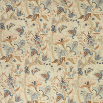 Fabric swatch of a cream fabric with a stylised floral design