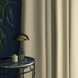Curtains in a neutral geometric weave fabric