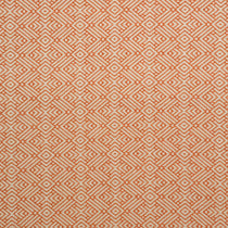 Fabric swatch of a orange and neutral geometric weave fabric for curtains and upholstery