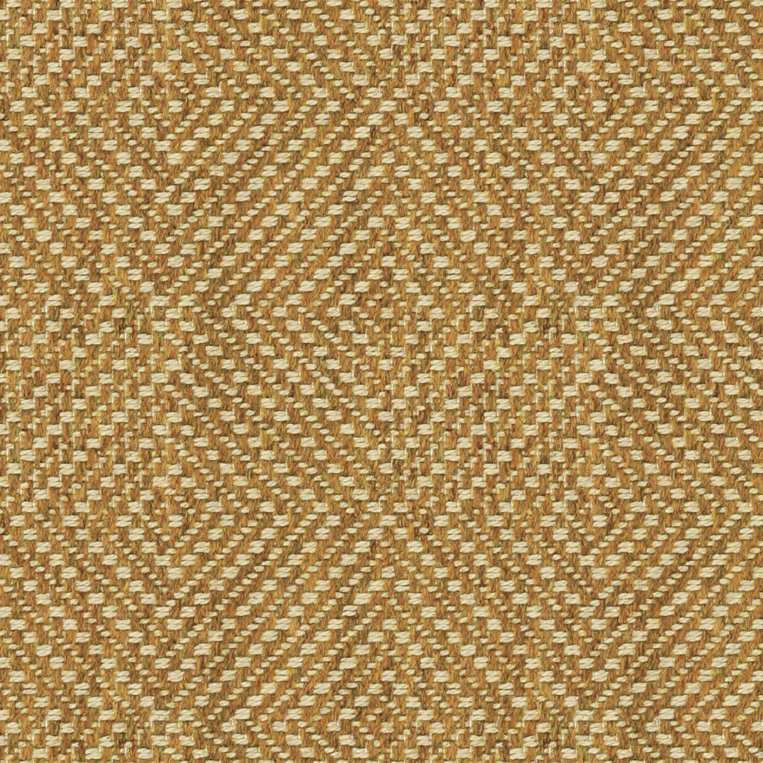 Mustard yellow fabric suitable for curtains and upholstery with a light neutral geometric woven design
