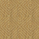 Mustard yellow fabric suitable for curtains and upholstery with a light neutral geometric woven design