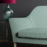Sofa in design name Polka, colourway Sky from Tango Weaves.