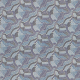 Sample of a blue wavy printed linen fabric for curtains and upholstery