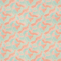 Sample of a contemporary wavy design in pastel pink and green on a linen fabric