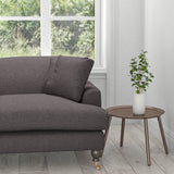 Sofa upholstered in a deep petrol blue cotton upholstery fabric