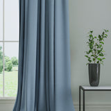 Curtain in a plain fabric, colour Mineral.
