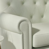 Sofa upholstered in a light blue Scandi-style semi-plain upholstery fabric with a stain resistant finish