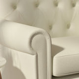 Sofa upholstered in a cream Scandi-style semi-plain upholstery fabric with a stain resistant finish