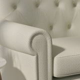 Sofa upholstered in a cream Scandi-style semi-plain upholstery fabric with a stain resistant finish