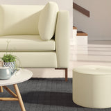 Sofa upholstered in a neutral Scandi-style semi-plain upholstery fabric with a stain resistant finish