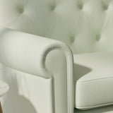 Sofa upholstered in a sky blue Scandi-style semi-plain upholstery fabric with a stain resistant finish