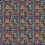 Sample of printed velvet fabric based on a classic Persian rug design.