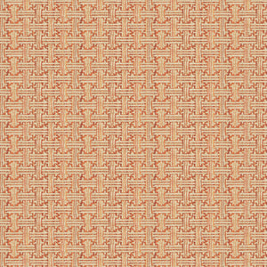 Fabric swatch of a stain resistant weave fabric with a geometric check design in red colours