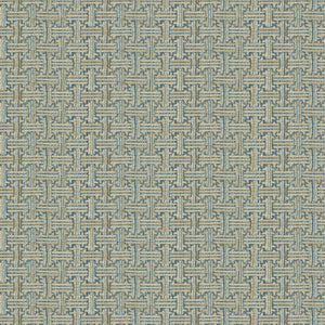 Fabric swatch of a stain resistant weave fabric with a geometric check design in blue colours