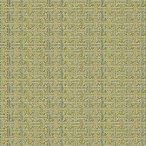 Fabric swatch of a stain resistant weave fabric with a geometric check design in green colours