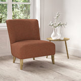 Chair upholstered in a stain resistant red fabric with a tweed design