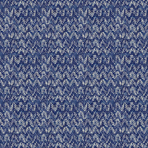 Blue velvet fabric with a modern colour block print and stain resistant finish