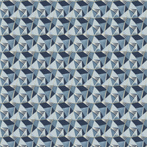 Blue velvet fabric with a modern geometric design and a stain resistant finish